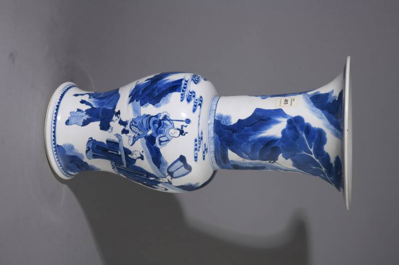 清康熙 青花山水人物纹凤尾尊 - 图2