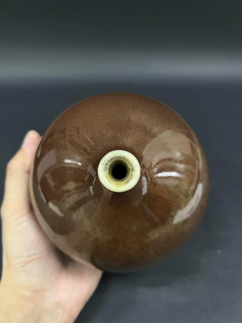清乾隆 豇豆红釉仿玻璃器小口尊 - 图5