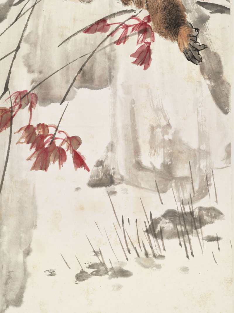 辛卯（1891年）作 程璋 红叶双猿 - 图7