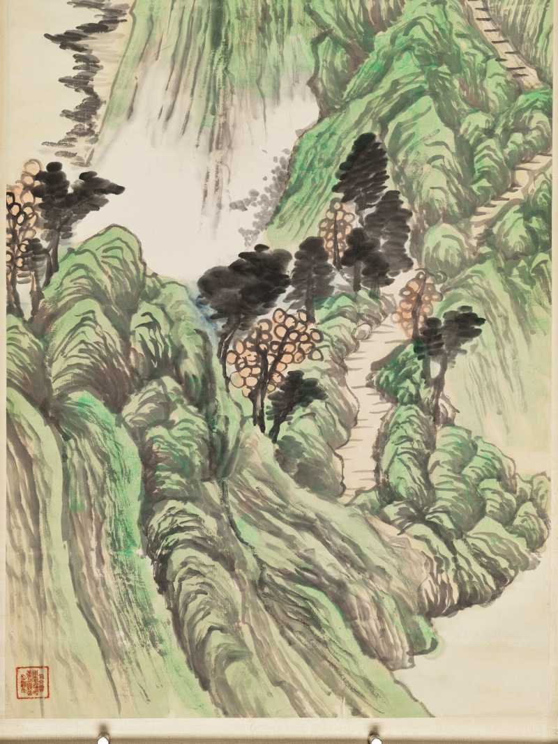 李云汉 青绿山水四屏 - 图26