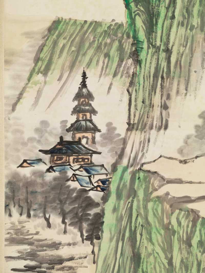 李云汉 青绿山水四屏 - 图27