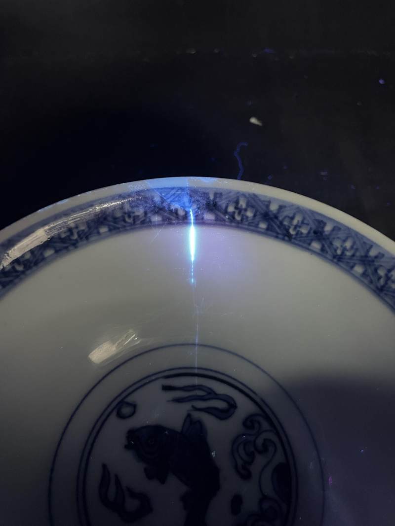 明晚期 青花鱼藻纹高足碗 - 图12