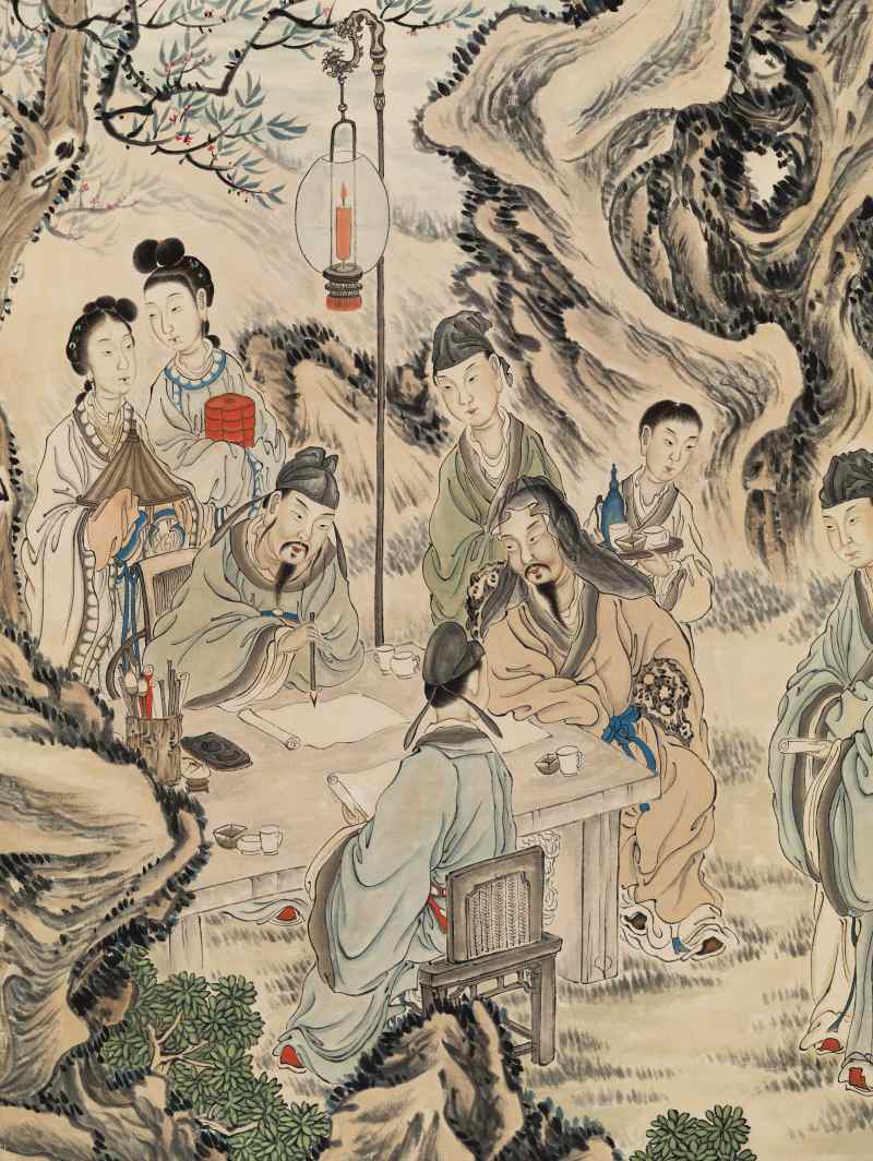 壬戌（1922年）作 沈燧 春夜宴桃李园图 - 图9