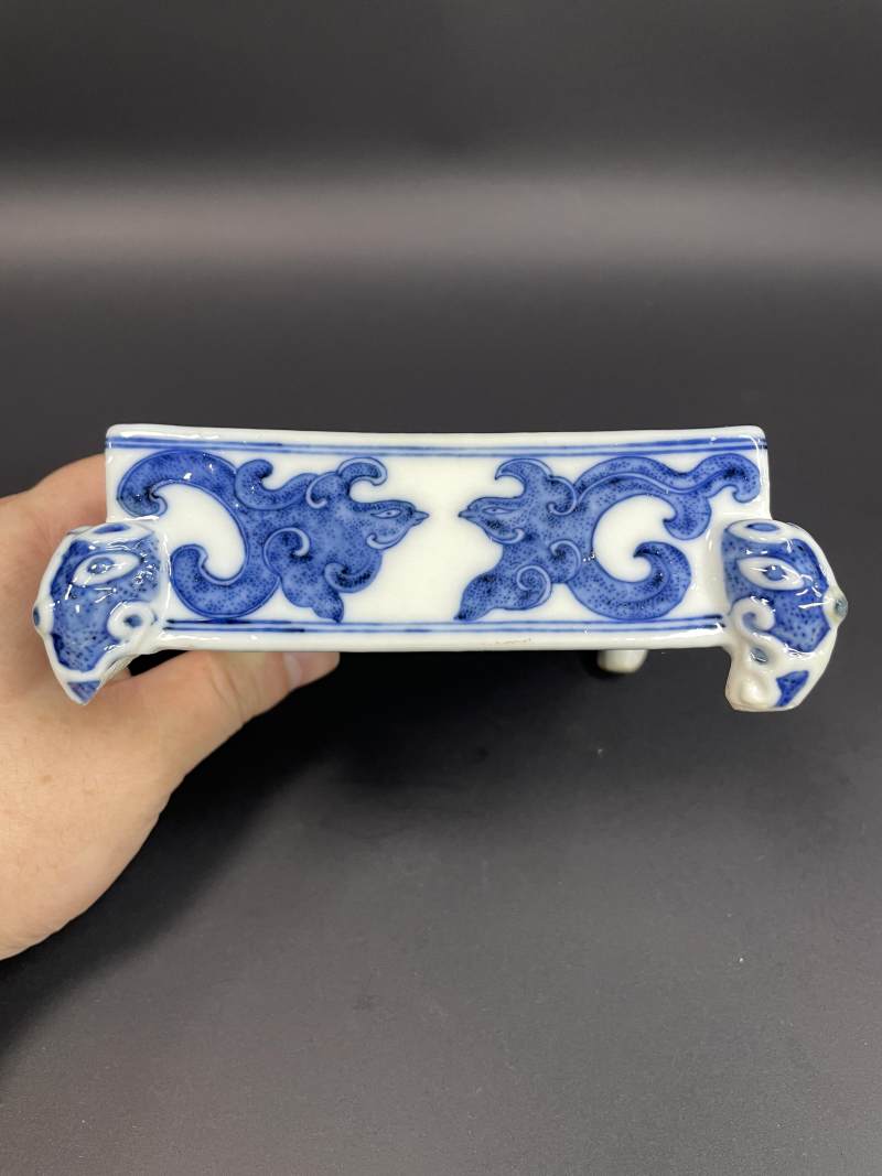 清中期 青花夔凤纹四方砚 - 图2