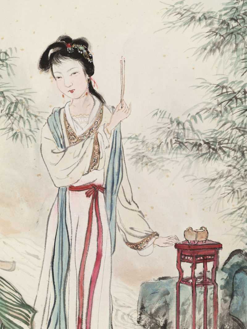 庚申（1980年）作 朱梅邨 貂蝉拜月 - 图8