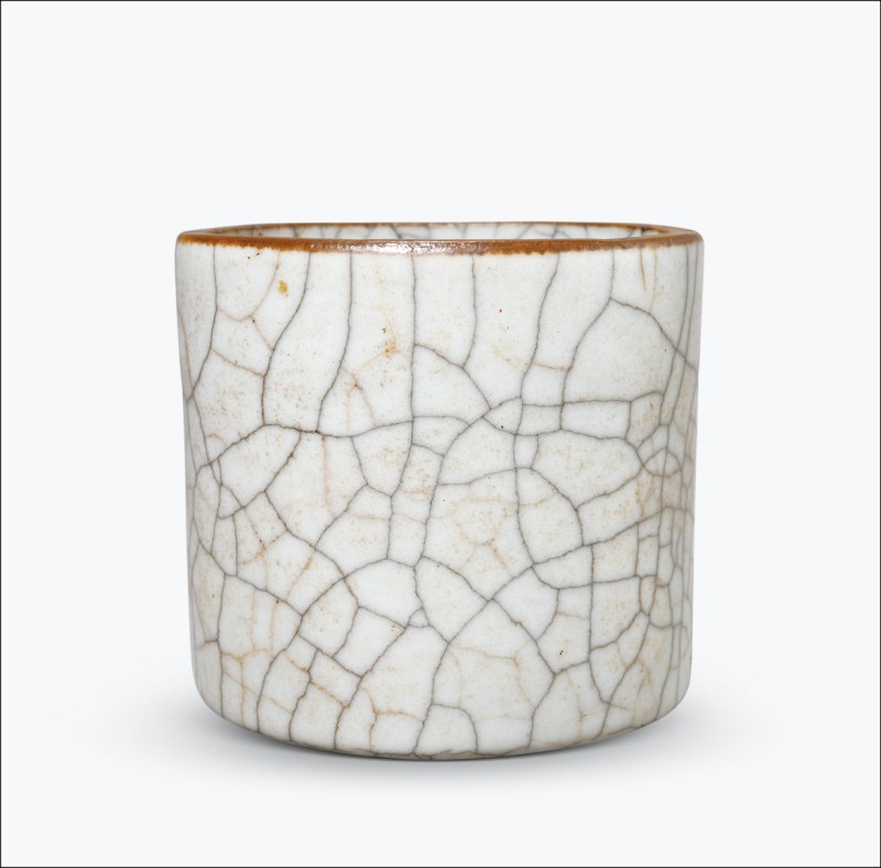 清雍正 仿哥釉筒式炉 - 图1