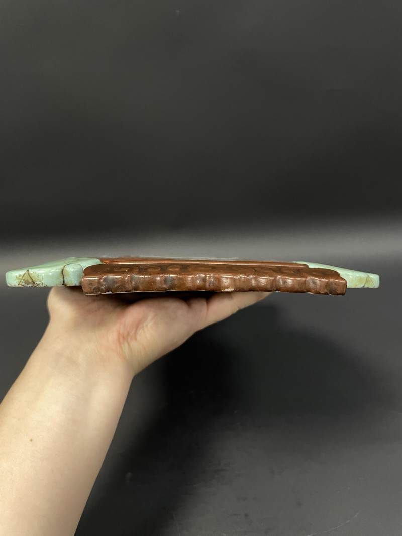 清乾隆 珊瑚红描金锦地粉彩五蝠开光“大吉”福禄瓷板挂屏 - 图8