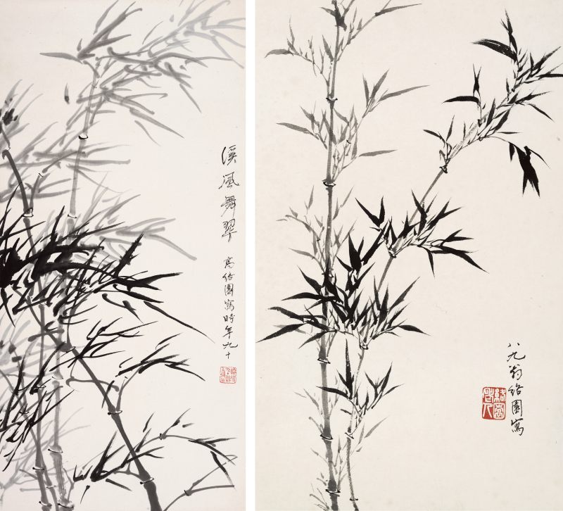 高时敷 溪风舞翠、墨竹 - 图1