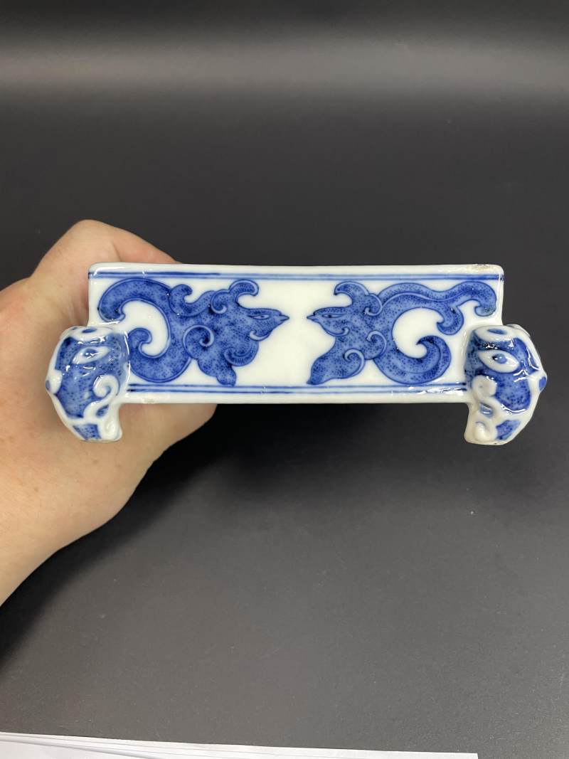 清中期 青花夔凤纹四方砚 - 图4