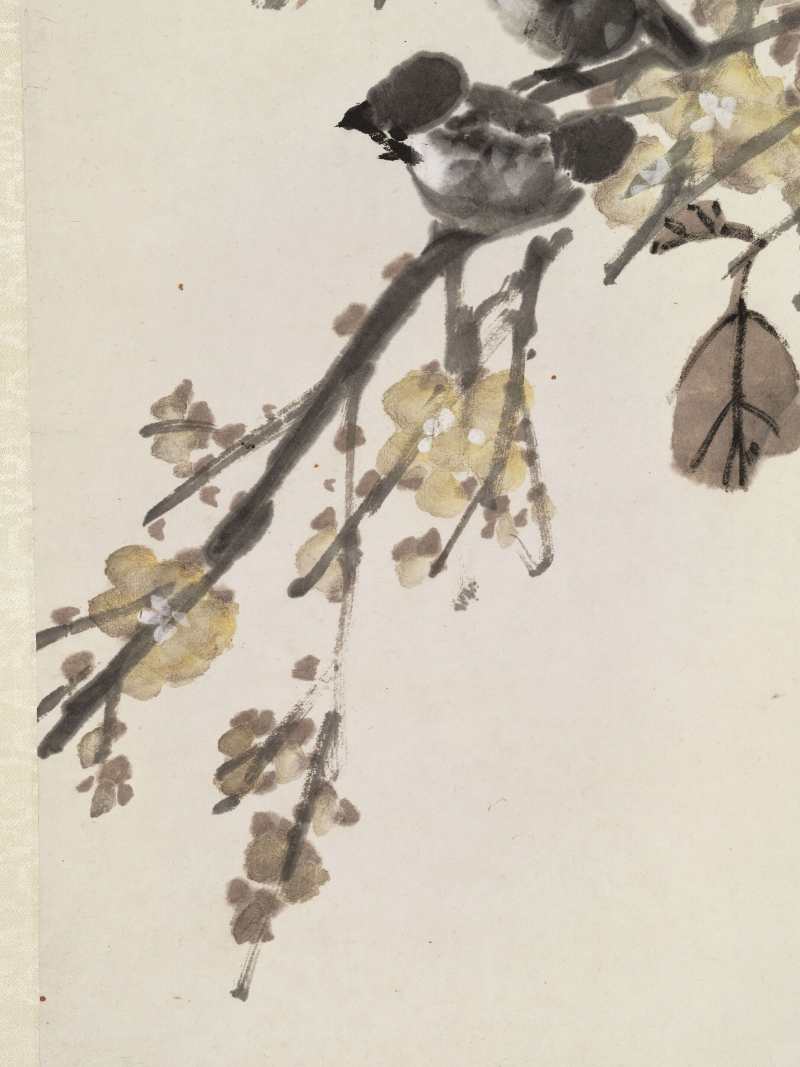 乙卯（1915年）作 王一亭 秋叶群雀 - 图7