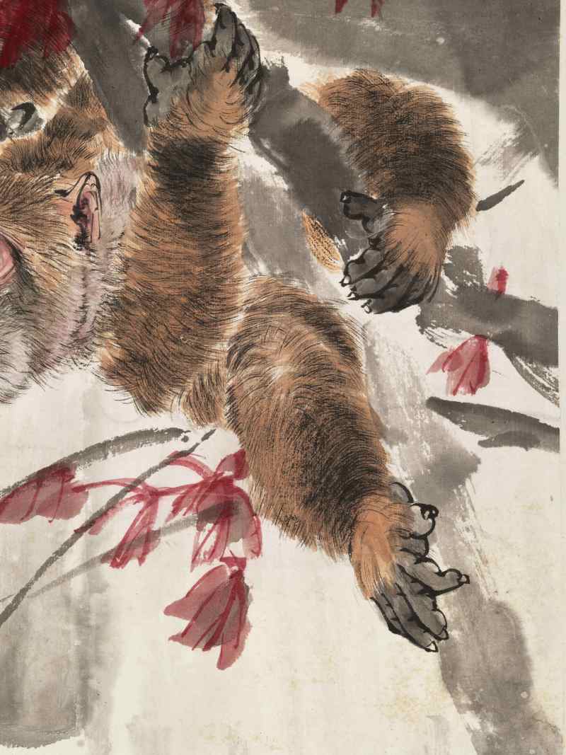 辛卯（1891年）作 程璋 红叶双猿 - 图11