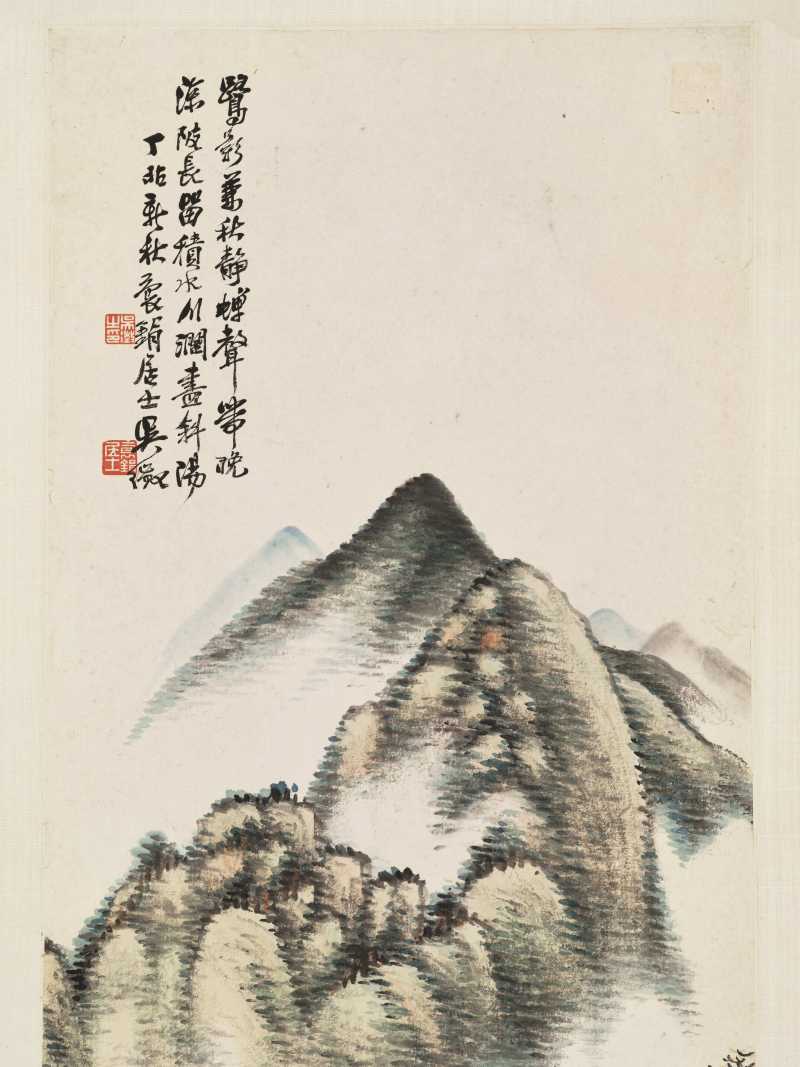 丁卯（1927年）作 吴徵 秋林山居 - 图3