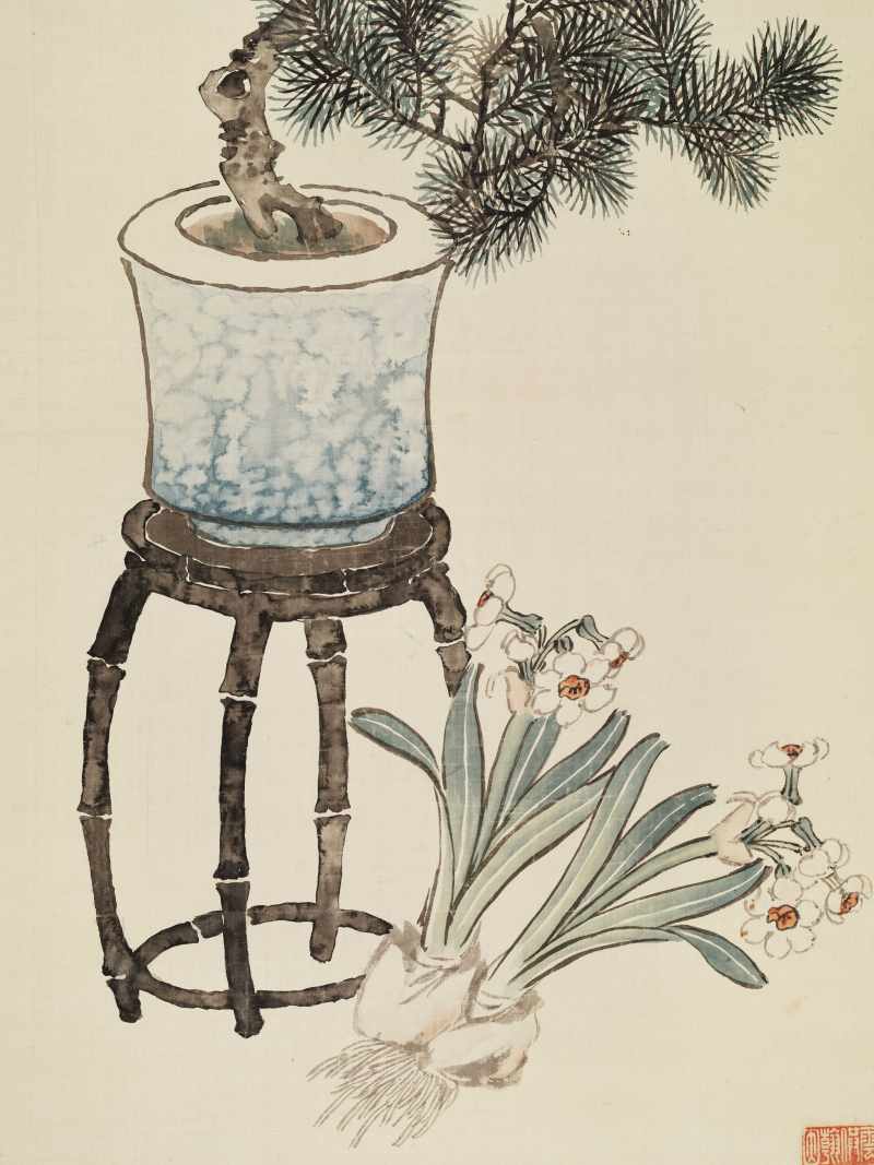 甲子（1924年）作 黄逸儒 博古花卉四屏 - 图23