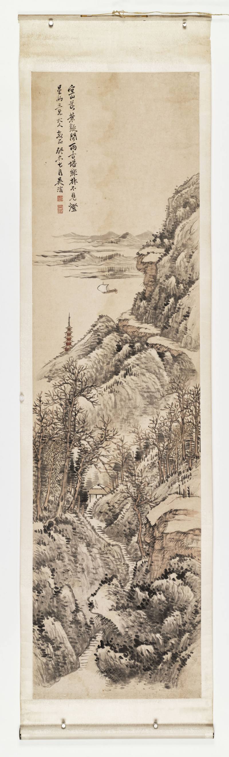 癸未（1883年）作 吴滔 山水四屏 - 图12