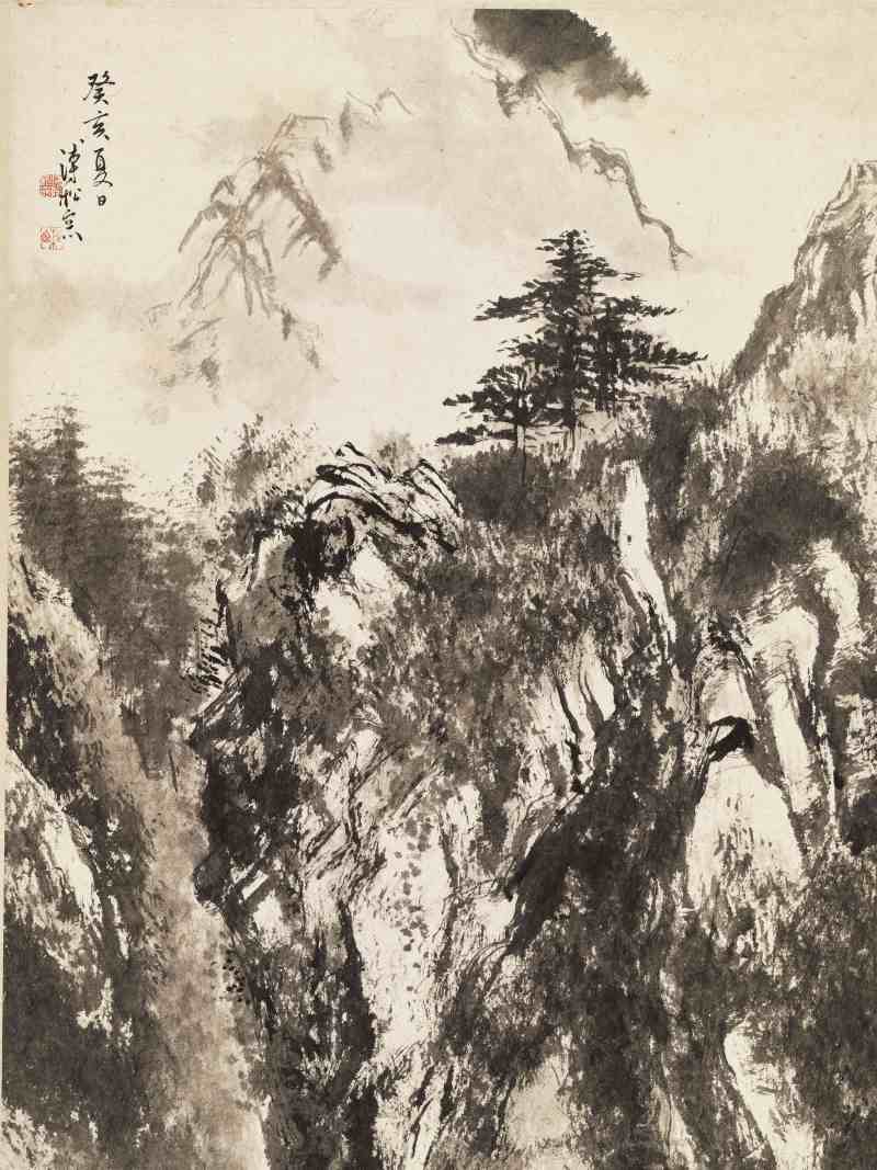 癸亥（1983年）作 溥佺 幽谷孤亭 - 图4