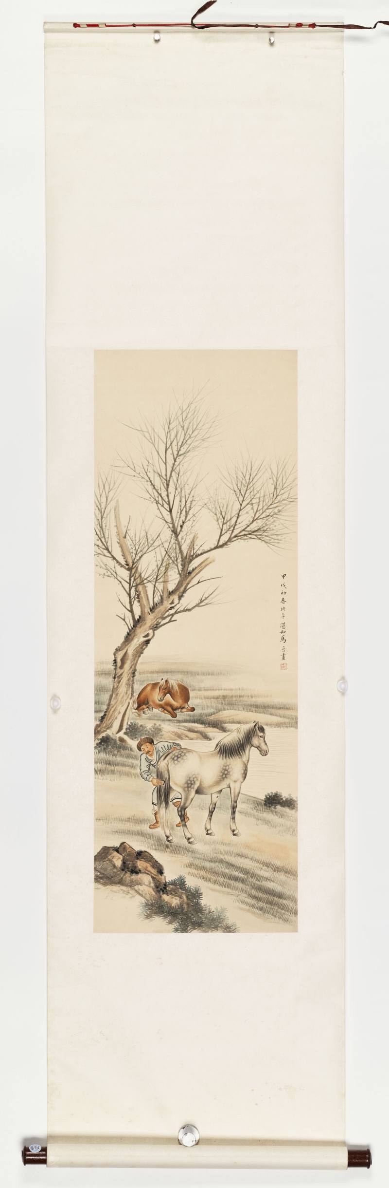 甲戌（1934年）作 马晋 洗马图 - 图2