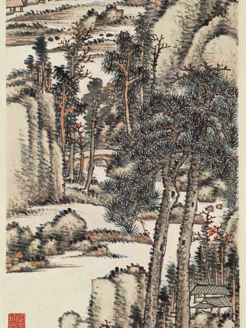 丁卯（1927年）作 吴徵 秋林山居 - 图6