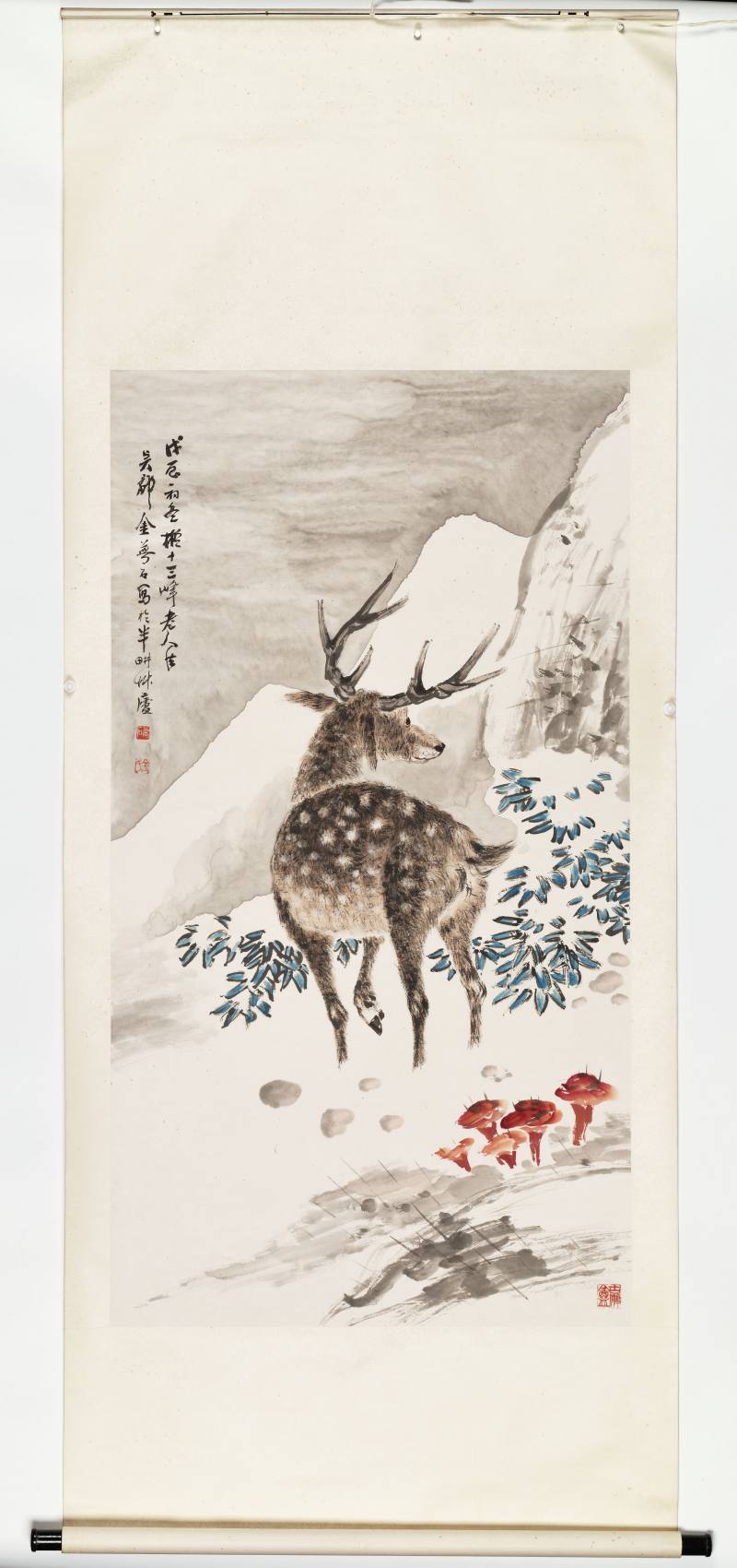 戊辰（1928年）作 金梦石 芝鹿图 - 图2