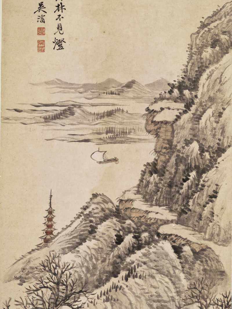 癸未（1883年）作 吴滔 山水四屏 - 图13
