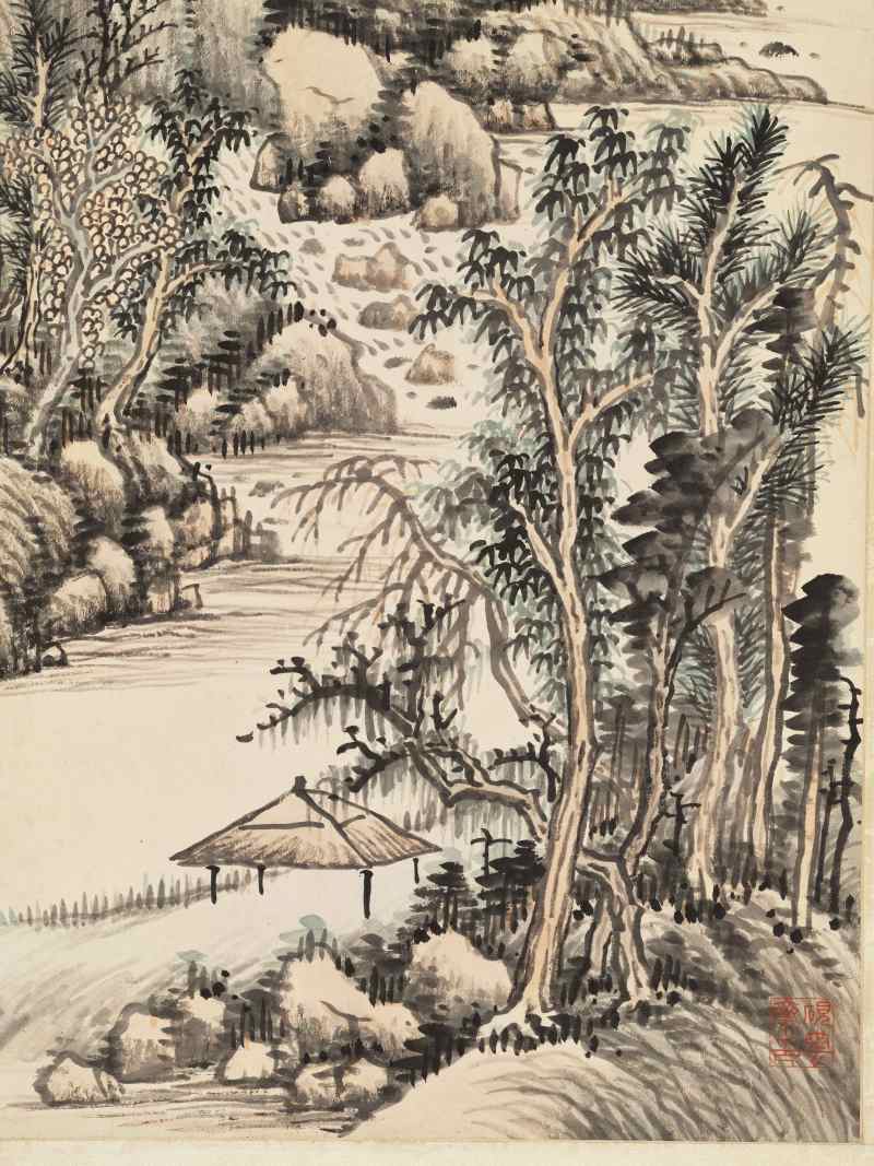 张石园 仿古山水二帧 - 图5