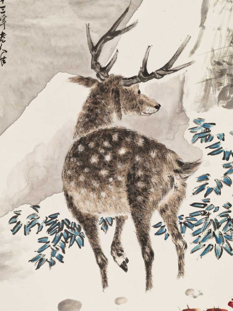 戊辰（1928年）作 金梦石 芝鹿图 - 图3