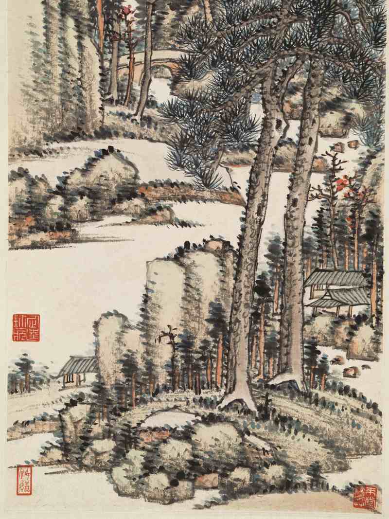 丁卯（1927年）作 吴徵 秋林山居 - 图7