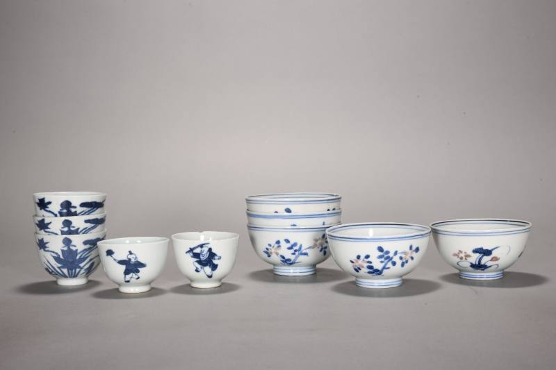 明、清 青花釉里红、青花杯十只 - 图2