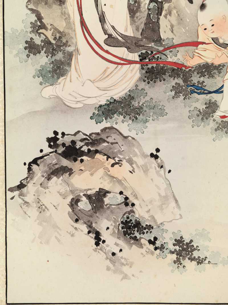 乙酉（1945年）作 王叔晖 教子图四屏 - 图7