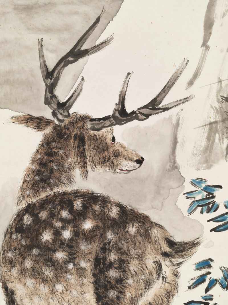 戊辰（1928年）作 金梦石 芝鹿图 - 图6