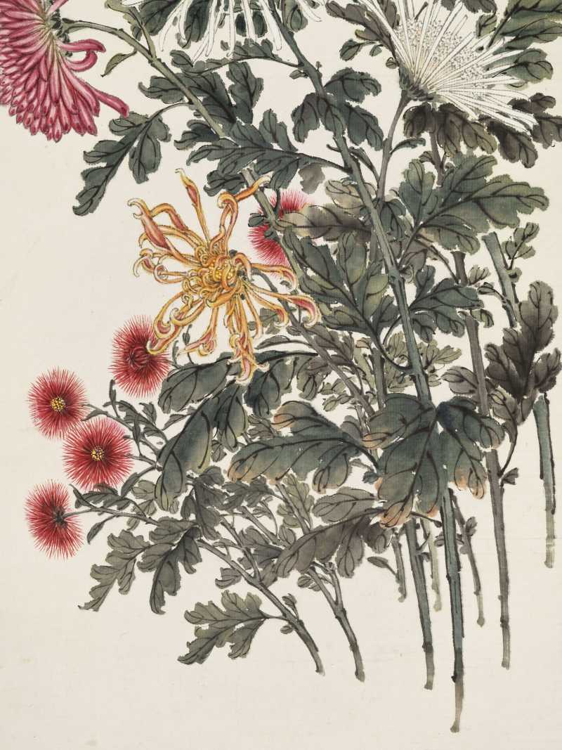 壬申（1932年）作 缪谷瑛 秋菊四屏 - 图23