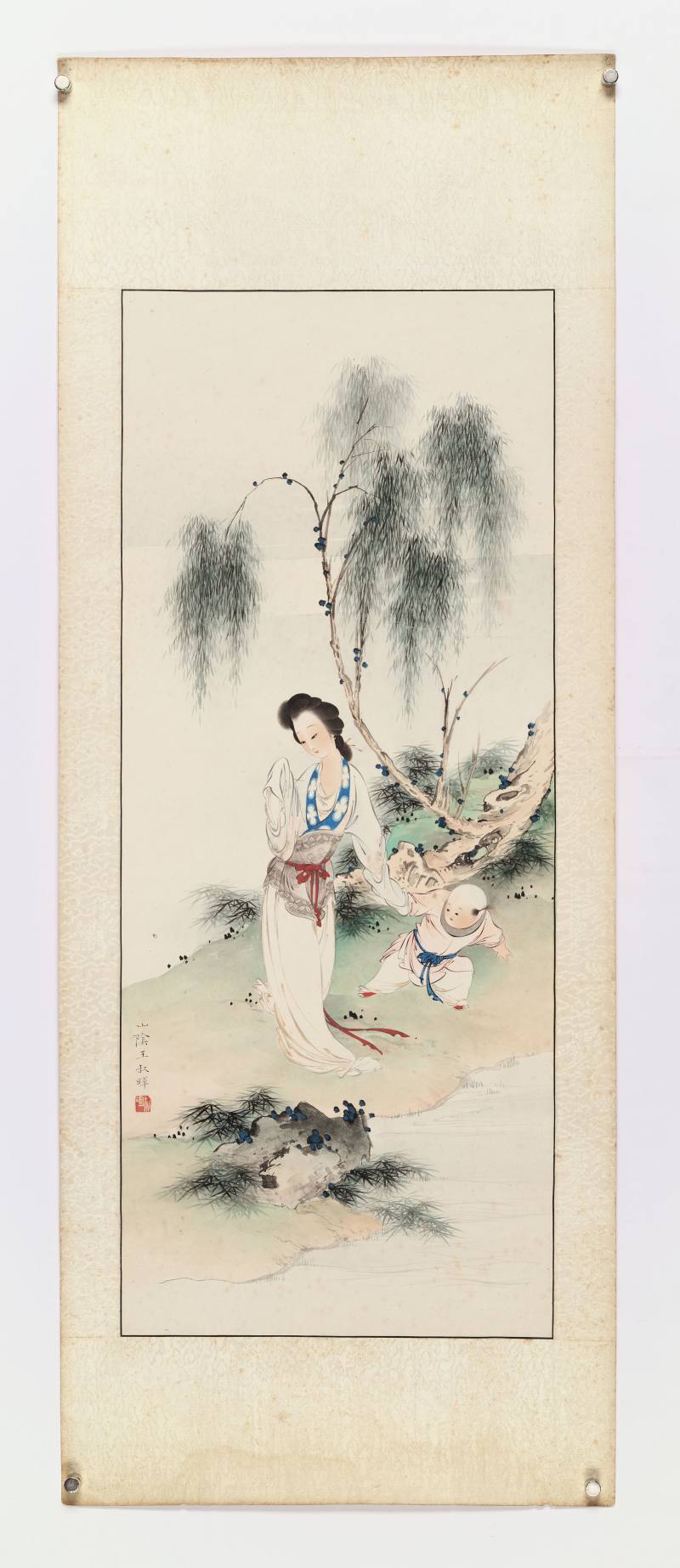 乙酉（1945年）作 王叔晖 教子图四屏 - 图10