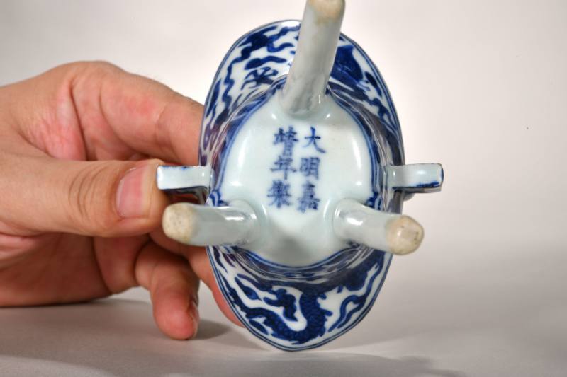明 青花云龙纹爵杯 - 图4