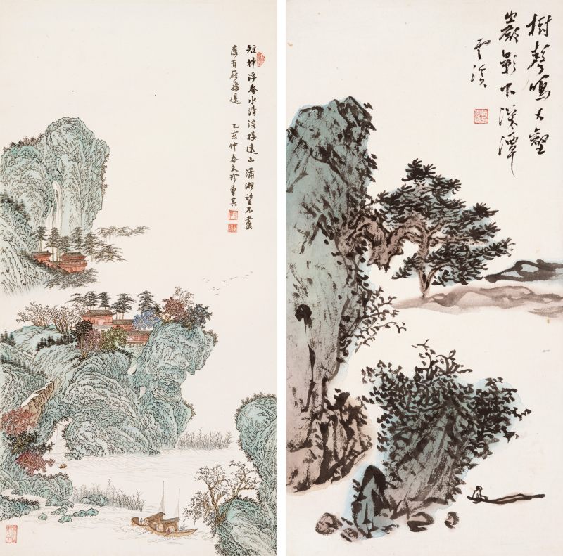 乙亥（1995年）作 黄云溪、曾其 山水二帧