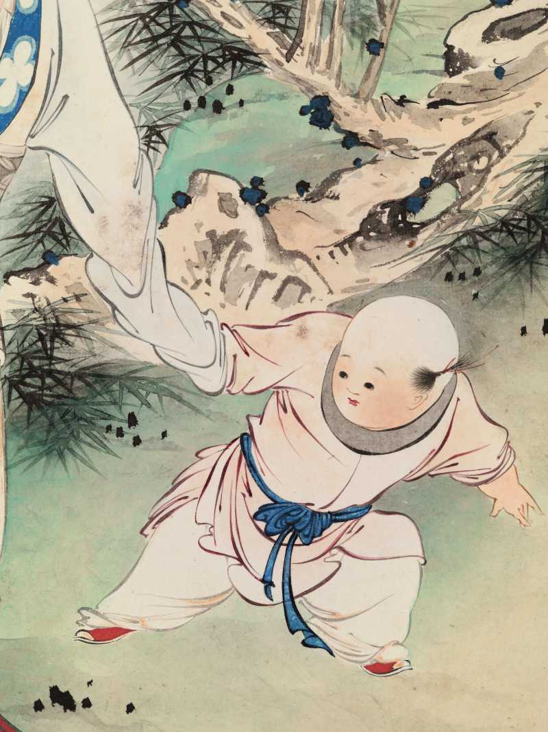 乙酉（1945年）作 王叔晖 教子图四屏 - 图13