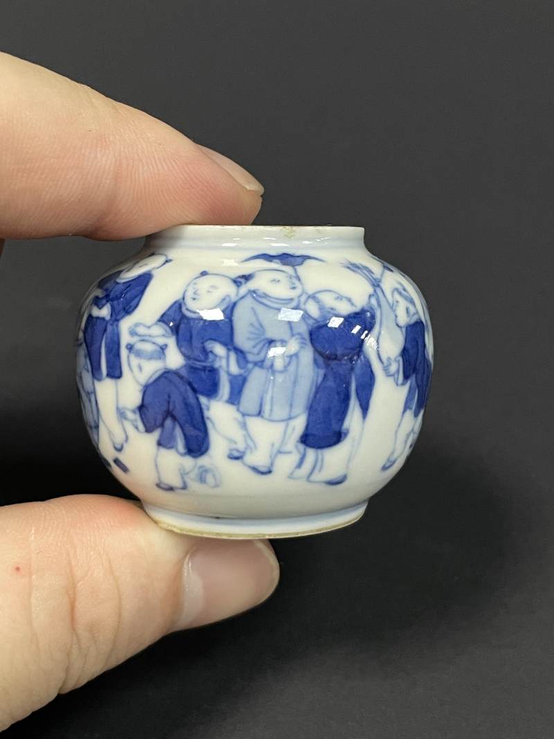 清光绪 青花婴戏图小糊斗 - 图3