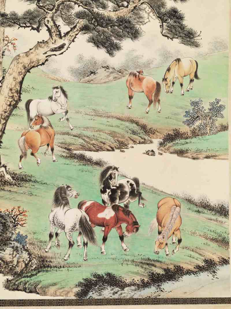 壬戌（1982年）作 溥佐 八骏图 - 图3