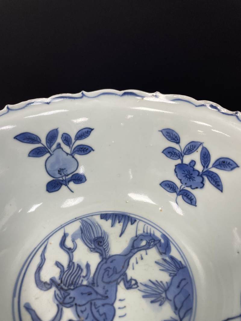 明万历 青花喜禄封侯图花口大碗 - 图16