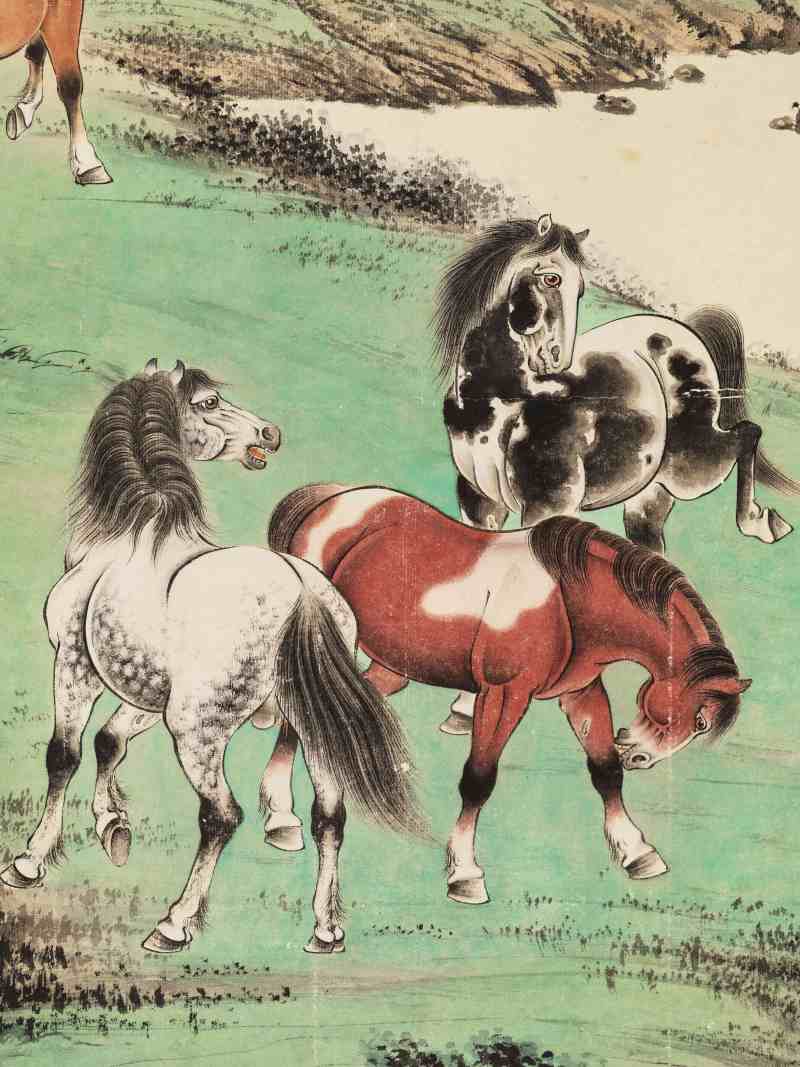 壬戌（1982年）作 溥佐 八骏图 - 图5