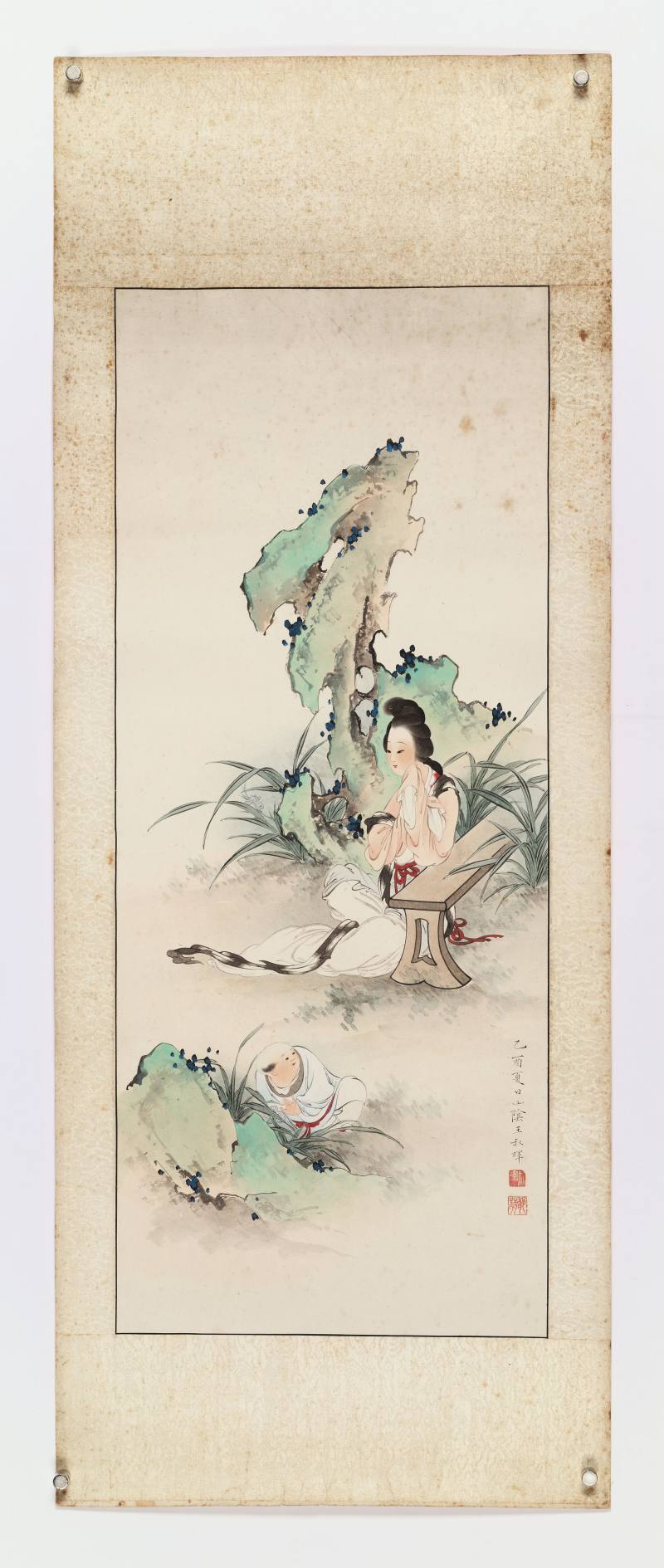 乙酉（1945年）作 王叔晖 教子图四屏 - 图19