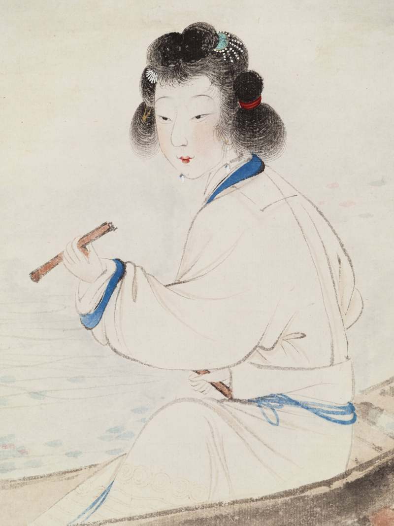 戊子（1948年）作 吴青霞 泛舟仕女 - 图9