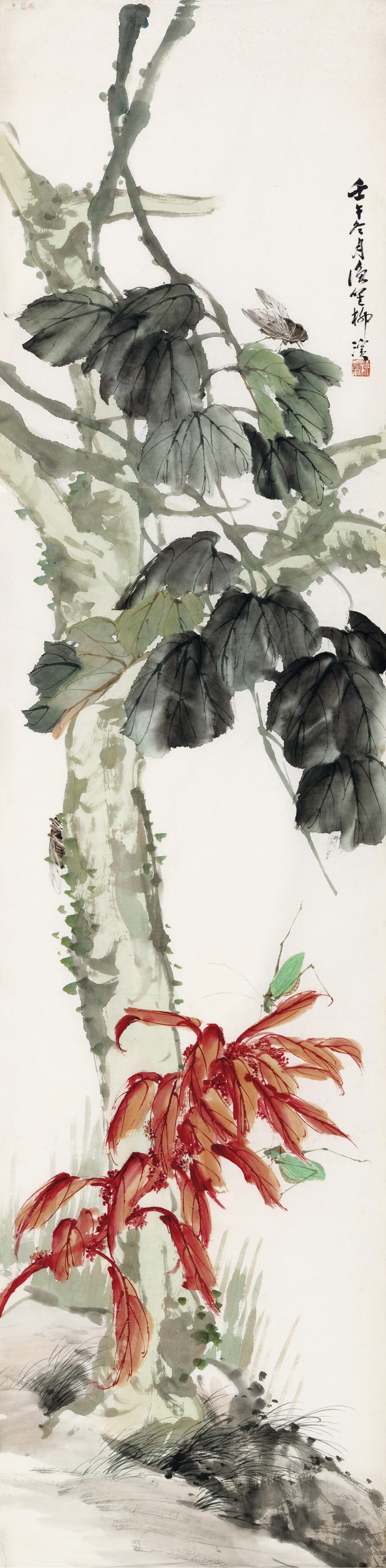 壬午（1918年）作 柳渔笙 梧桐凤仙