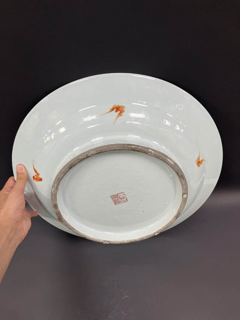 清乾隆 粉彩瓜瓞连绵图折沿大盘 - 图4