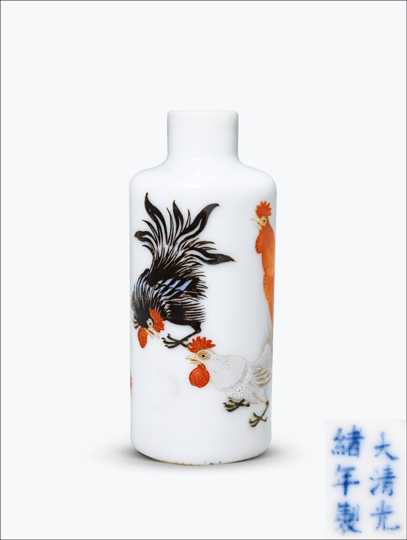 清光绪 粉彩大吉图烟壶