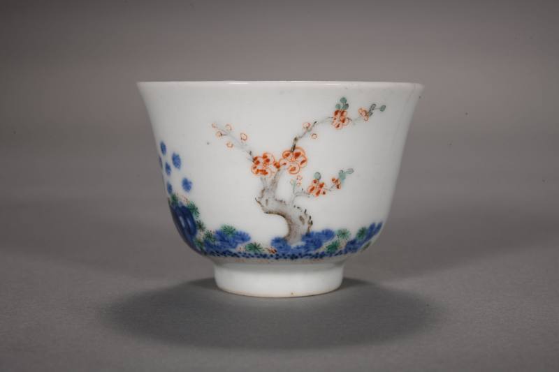 清晚期 青花五彩花神杯 - 图2