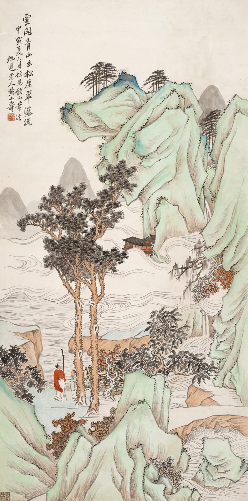 甲寅（1914年）作 黄山寿 松崖翠瀑