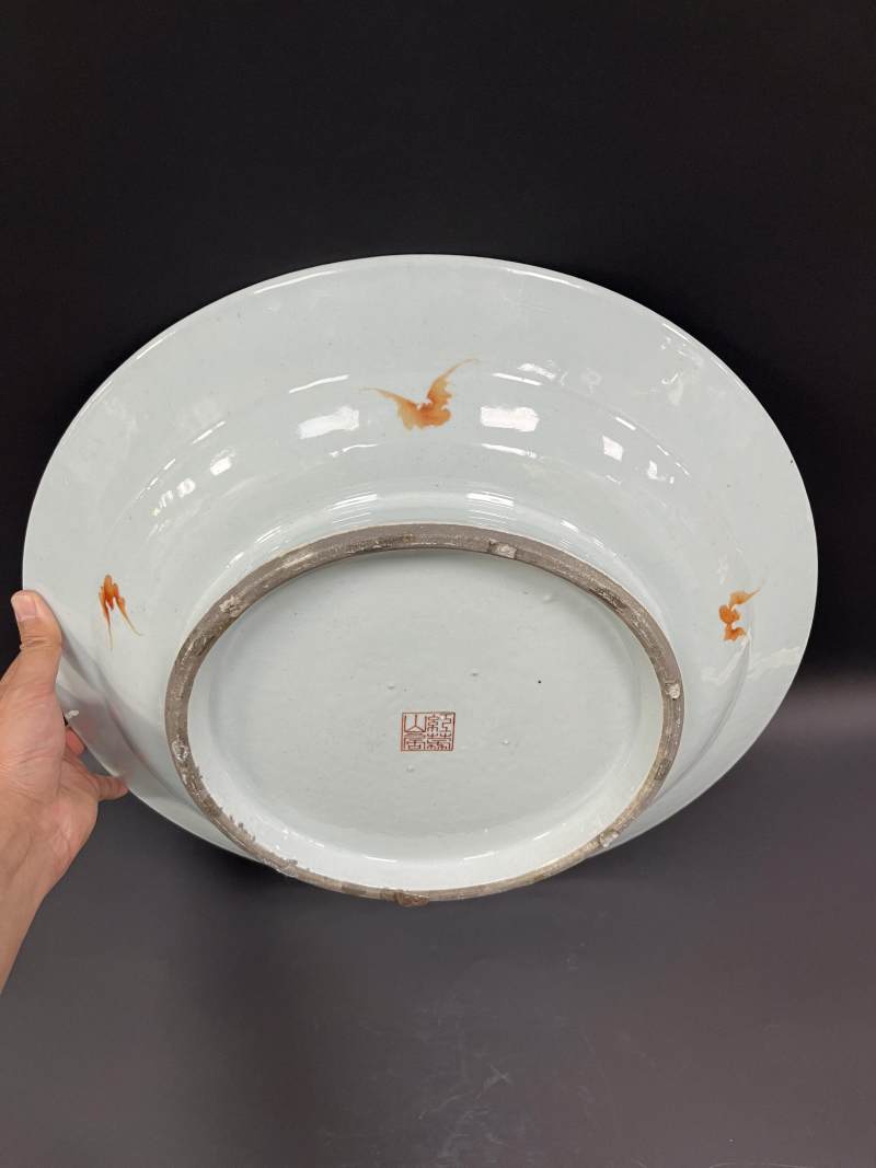 清乾隆 粉彩瓜瓞连绵图折沿大盘 - 图5