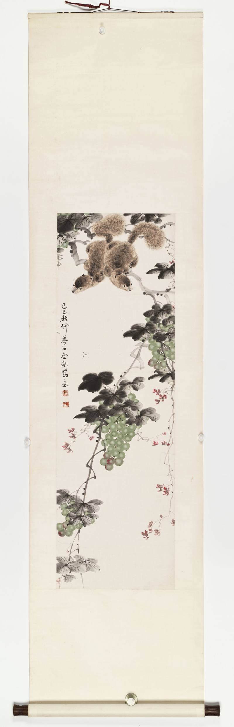 己巳（1929年）作 金梦石 松鼠葡萄 - 图2