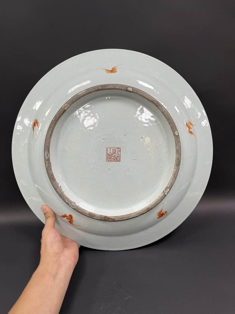 清乾隆 粉彩瓜瓞连绵图折沿大盘 - 图6