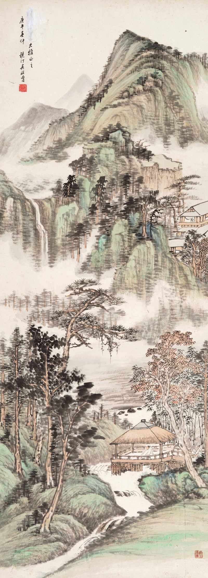 庚午（1930年）作 吴镜汀 溪亭独坐