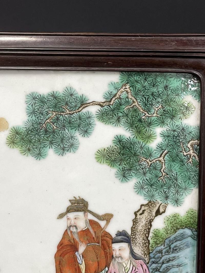 清乾隆 粉彩三星图瓷板砚屏 - 图8